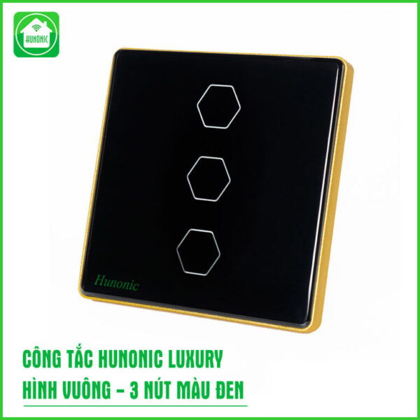 Công tắc Luxury 3 nút đen vuông