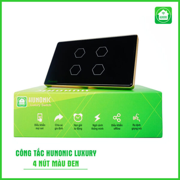 Công tắc Luxury 4 nút đen - Ảnh 1